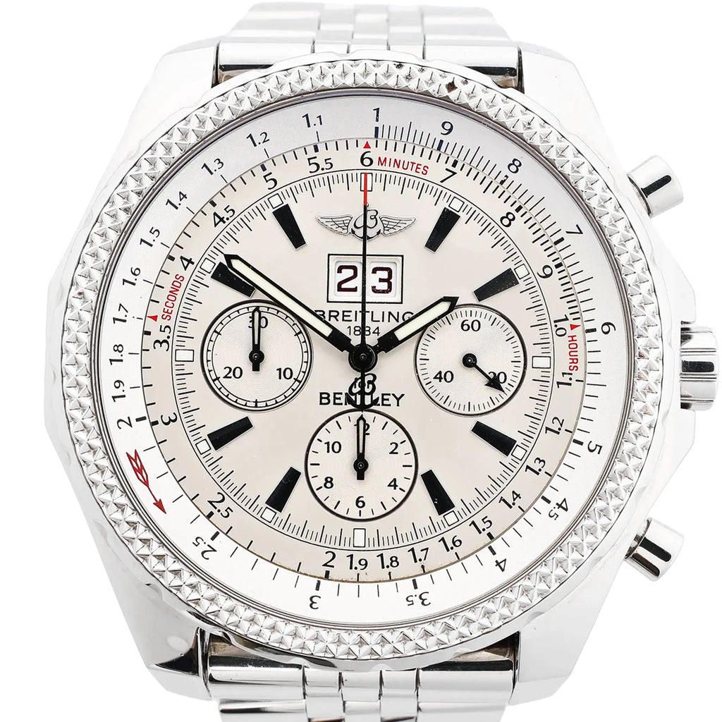 Breitling Bentley A44362 2130273 SS & Rubber AT Watch with Beige Dial