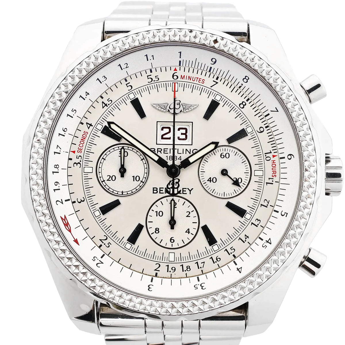 Breitling Bentley A44362 2130273 SS & Rubber AT Watch with Beige Dial