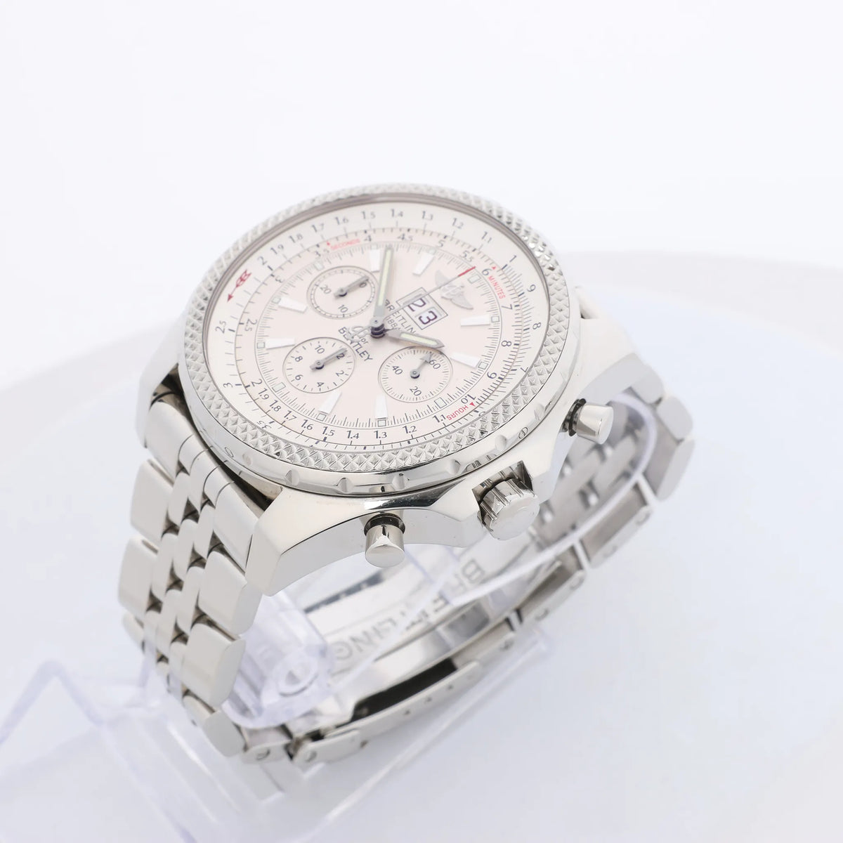 Breitling Bentley A44362 2130273 SS & Rubber AT Watch with Beige Dial