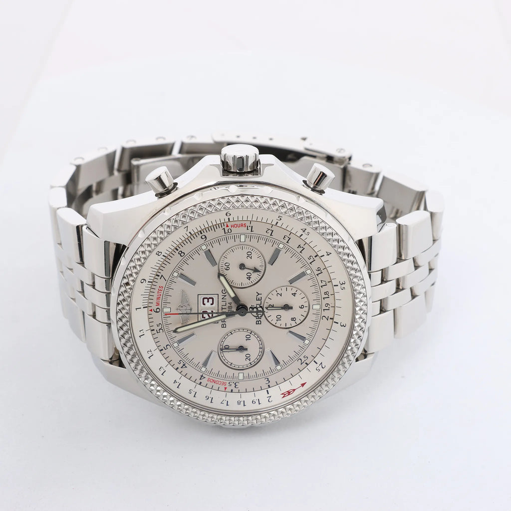 Breitling Bentley A44362 2130273 SS & Rubber AT Watch with Beige Dial