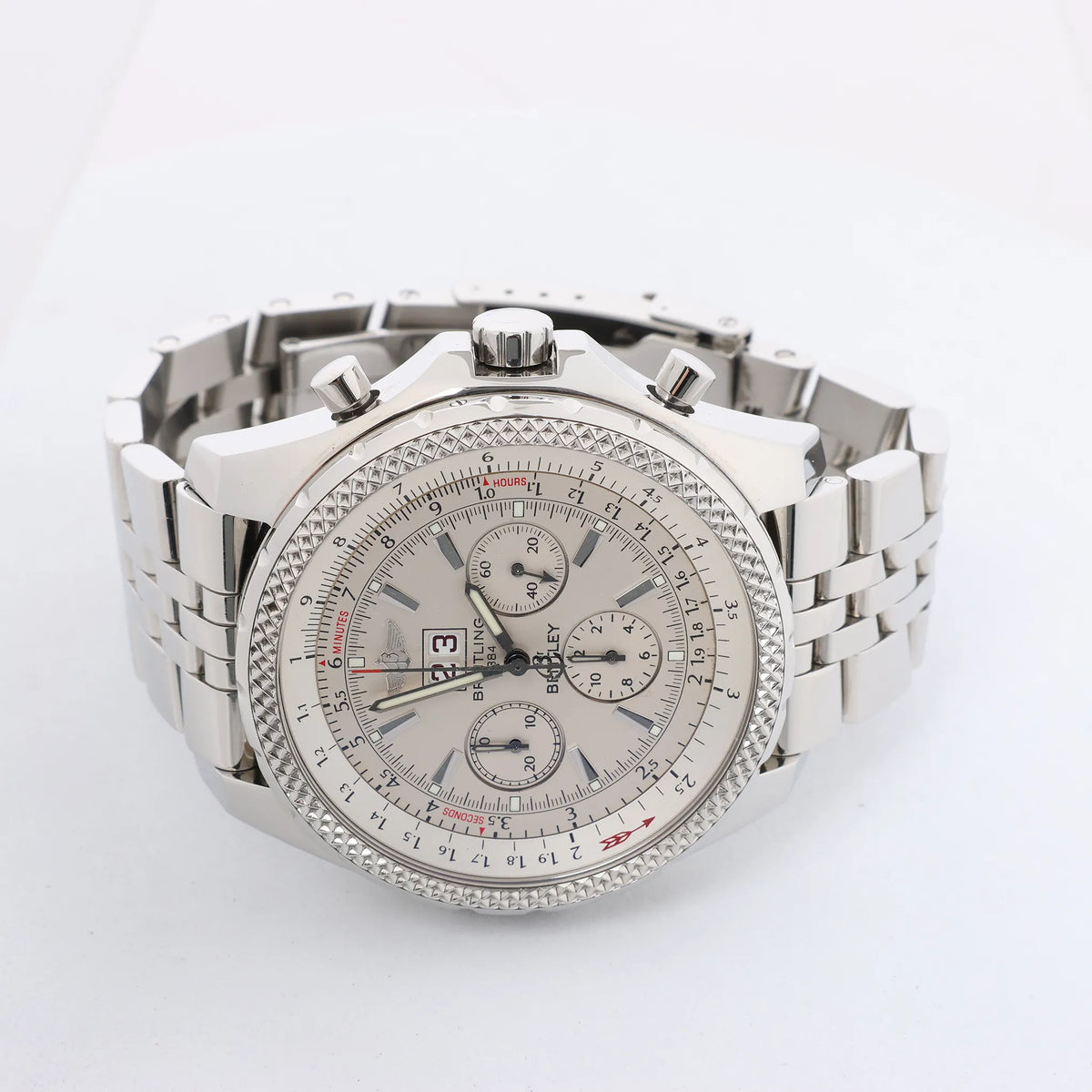 Breitling Bentley A44362 2130273 SS & Rubber AT Watch with Beige Dial