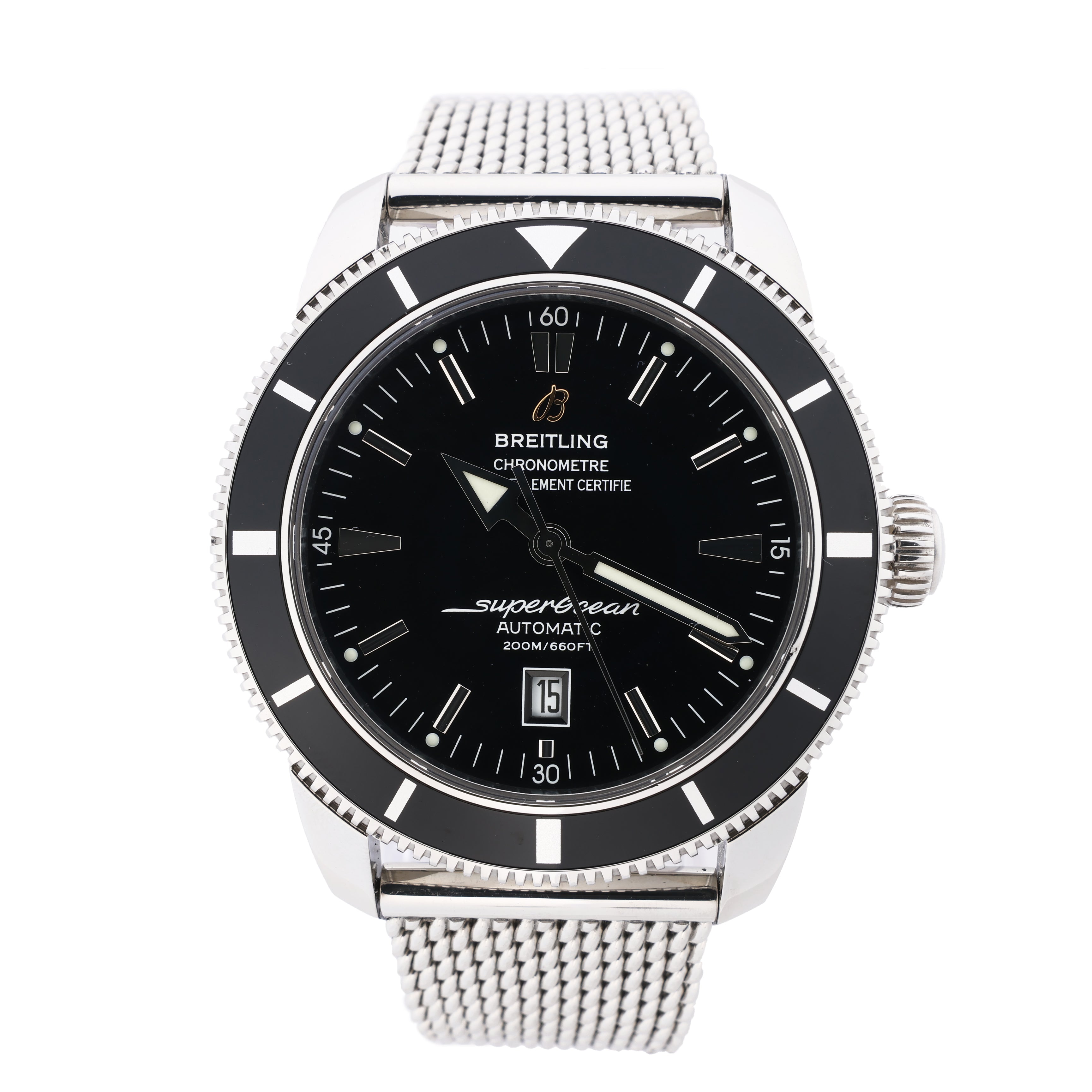Breitling Superocean A172B680CA 1097540 SS AT Black Dial Watch