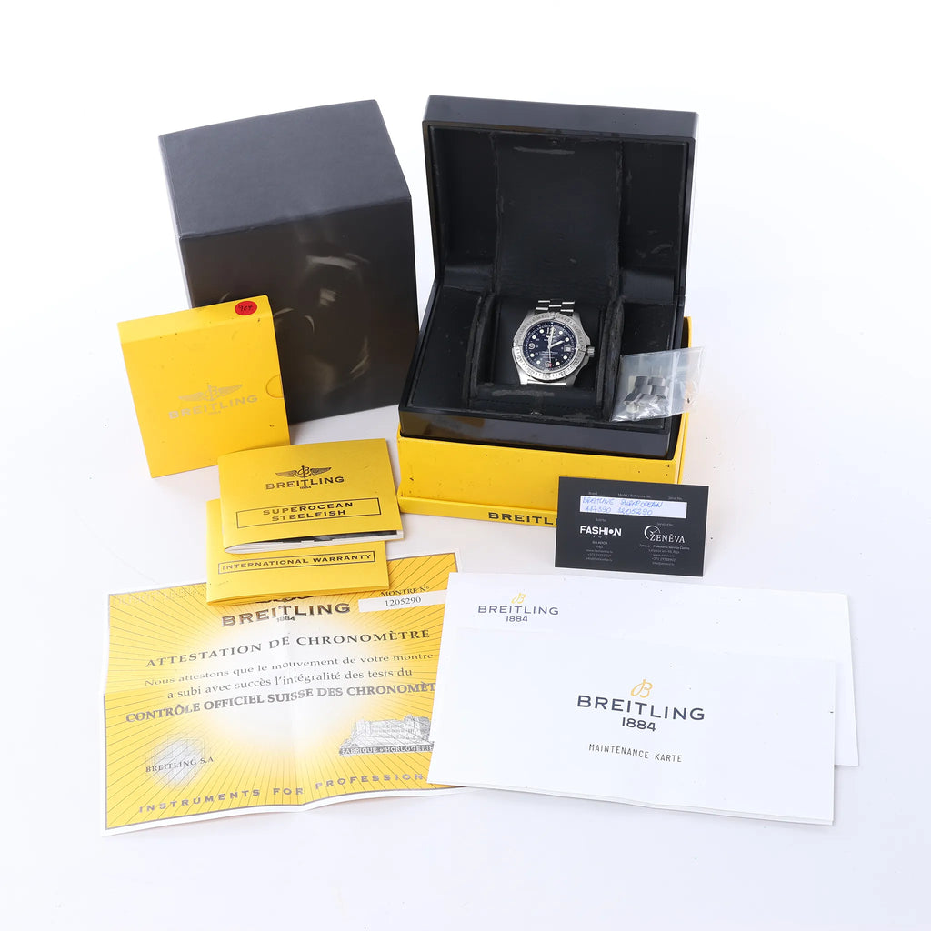 Breitling Superocean A17390 1205290 SS AT Watch with Black Dial