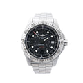 Breitling Superocean A17390 automatic dive watch with black dial, stainless steel unidirectional bezel, date display, luminous hour markers and stainless steel bracelet.