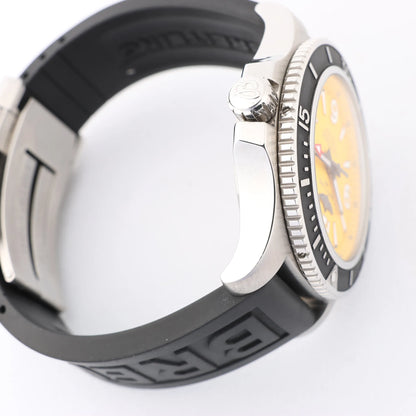 Breitling Superocean A17367 SS x Rubber AT Watch with Yellow Dial