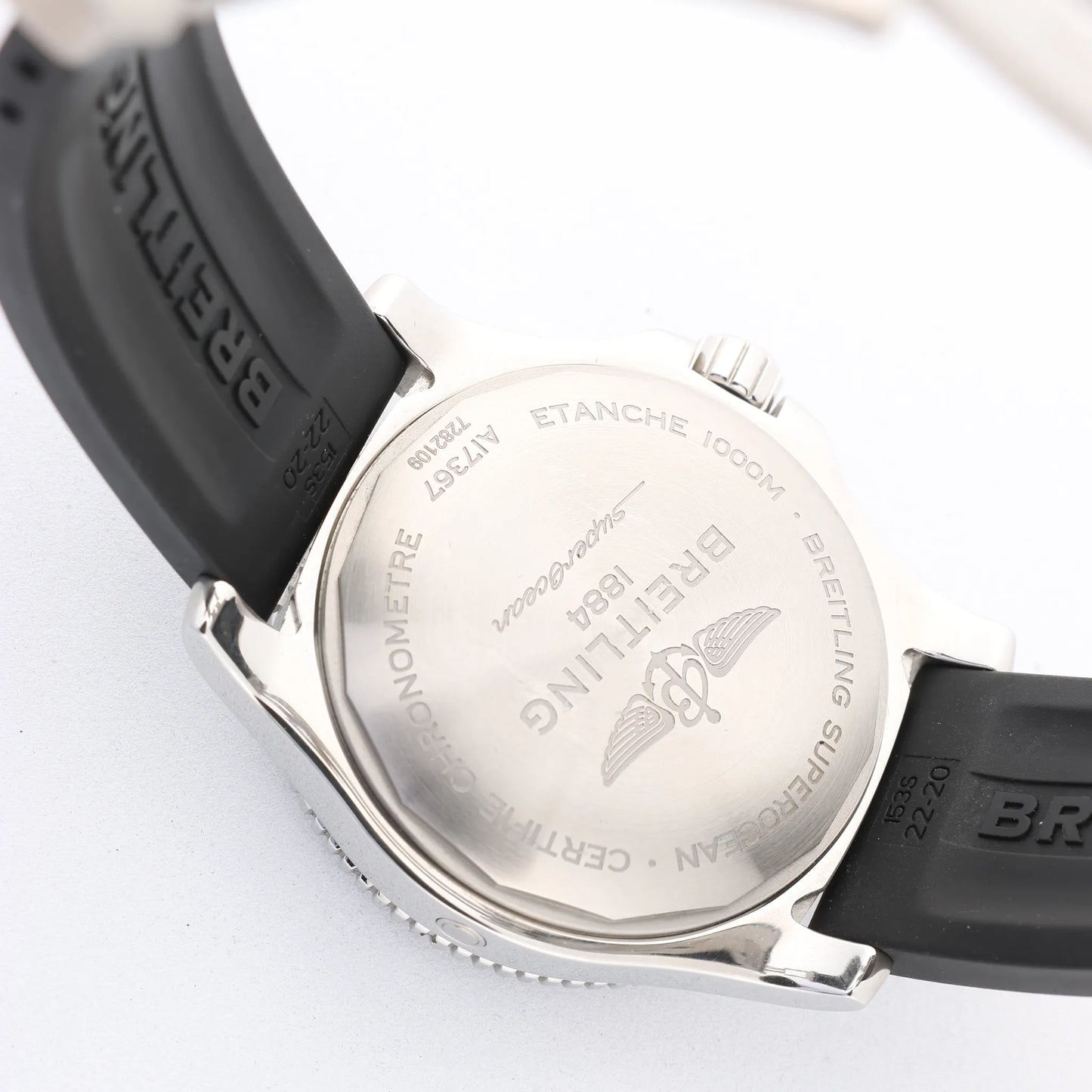 Breitling Superocean A17367 SS x Rubber AT Watch with Yellow Dial