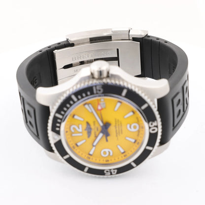 Breitling Superocean A17367 SS x Rubber AT Watch with Yellow Dial