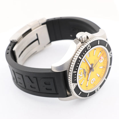 Breitling Superocean A17367 SS x Rubber AT Watch with Yellow Dial