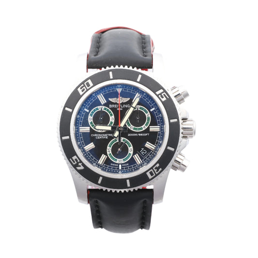 Breitling Superocean A73310 1322371 SS & Rubber QZ Black Dial Watch