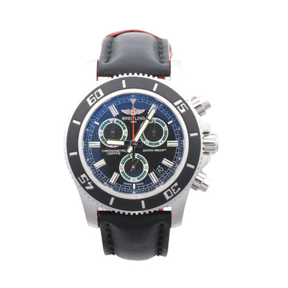 Breitling Superocean A73310 1322371 SS & Rubber QZ Black Dial Watch