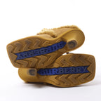 Burberry Highland Suede x Sheepskin Mule in Beige, Size EU 37