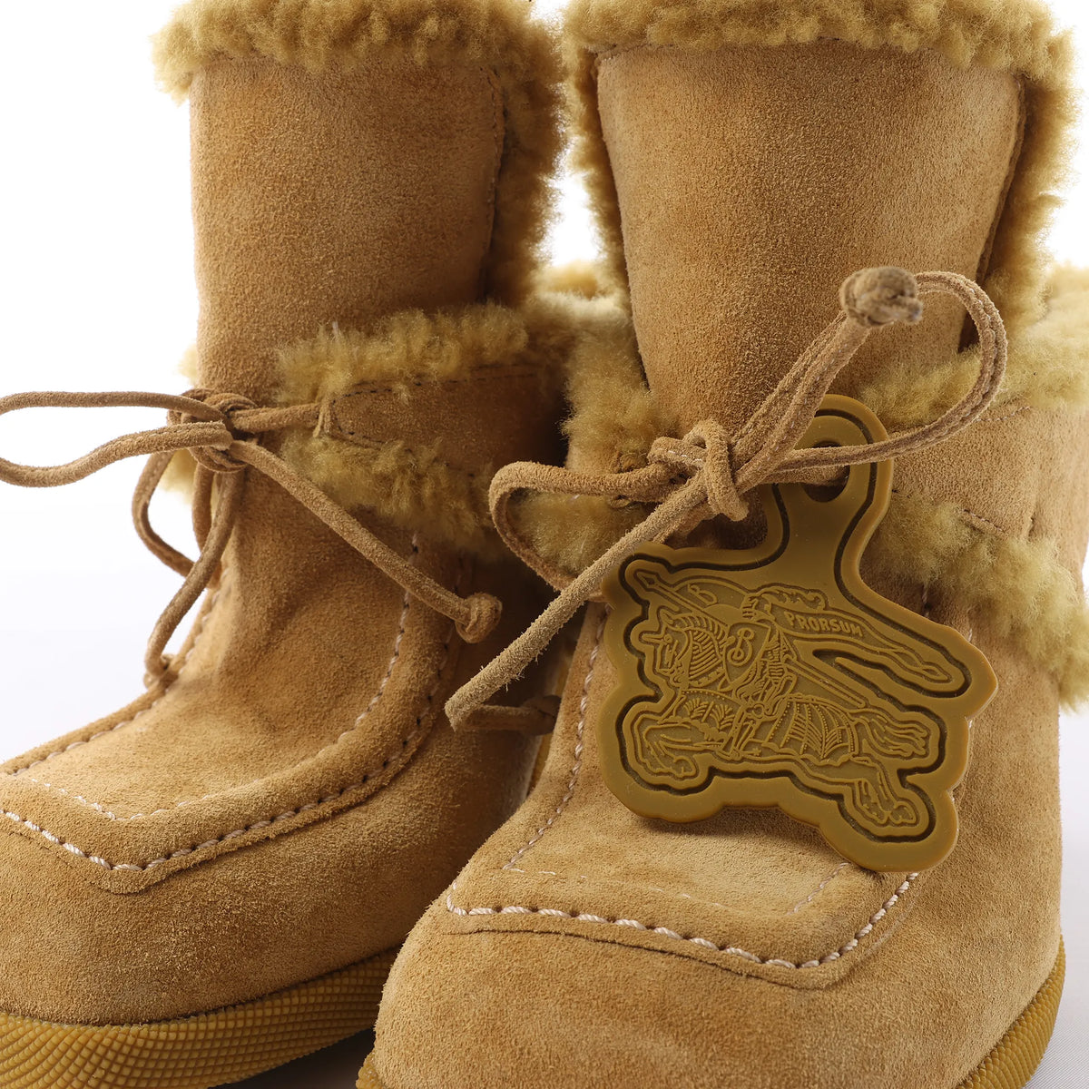 Burberry Highland Suede x Sheepskin Mule in Beige, Size EU 37