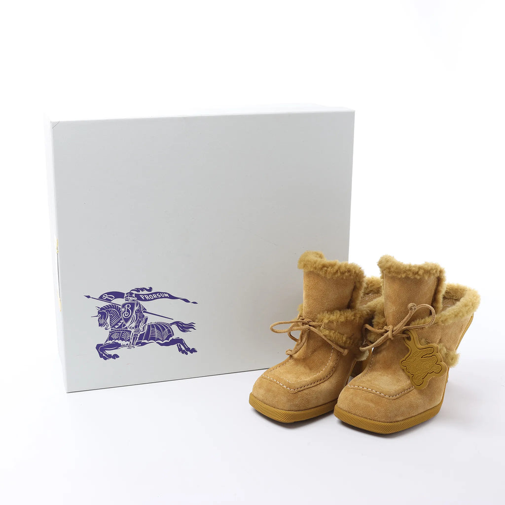 Burberry Highland Suede x Sheepskin Mule in Beige, Size EU 37