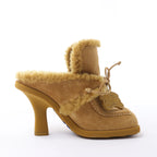 Burberry Highland Suede x Sheepskin Mule in Beige, Size EU 37