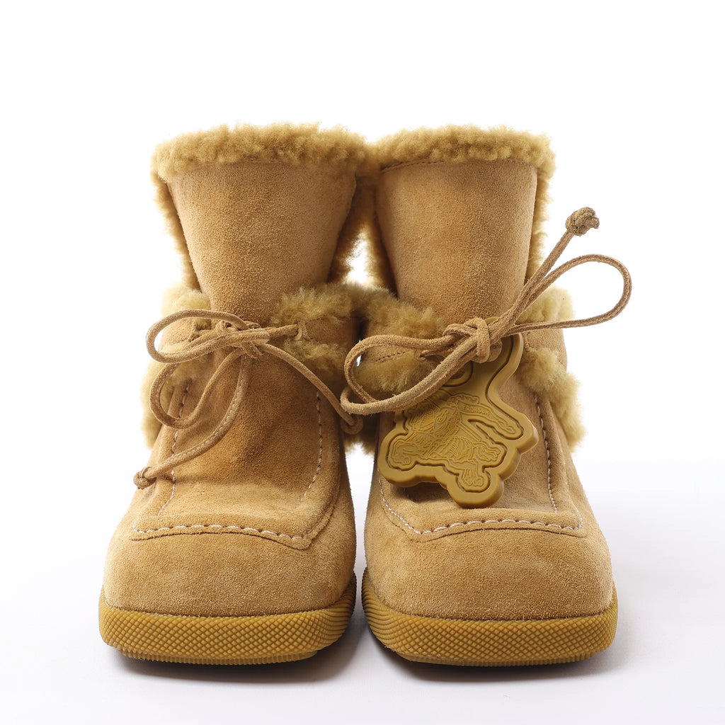 Burberry Highland Suede x Sheepskin Mule in Beige, Size EU 37