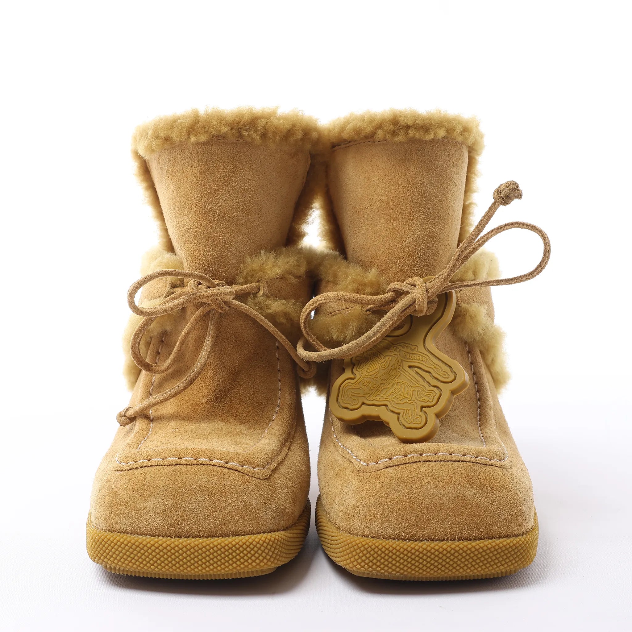 Burberry Highland Suede x Sheepskin Mule in Beige, Size EU 37