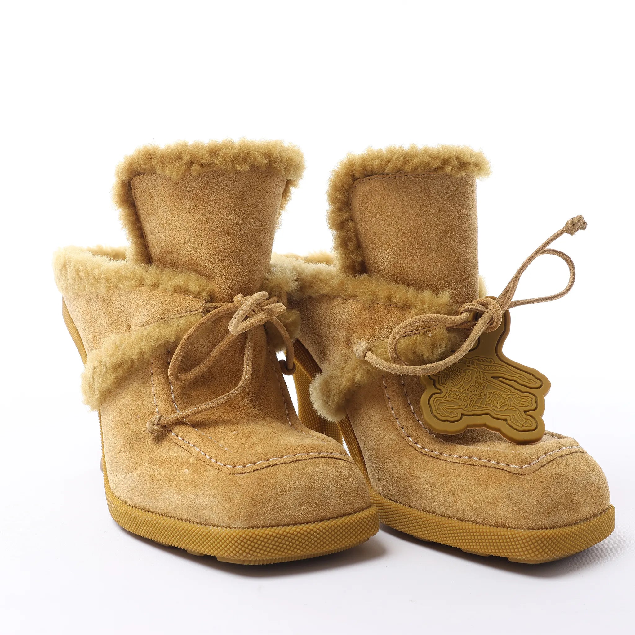 Burberry Highland Suede x Sheepskin Mule in Beige, Size EU 37