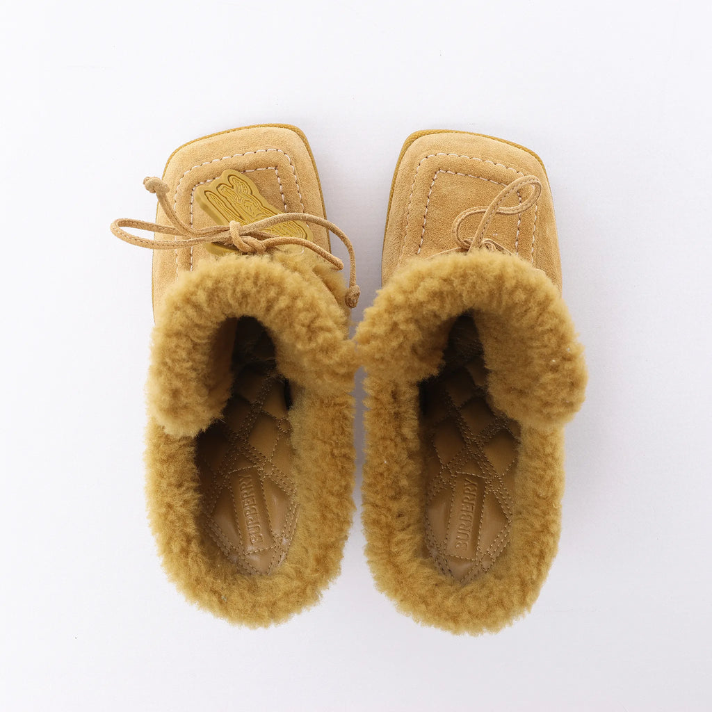 Burberry Highland Suede x Sheepskin Mule in Beige, Size EU 37