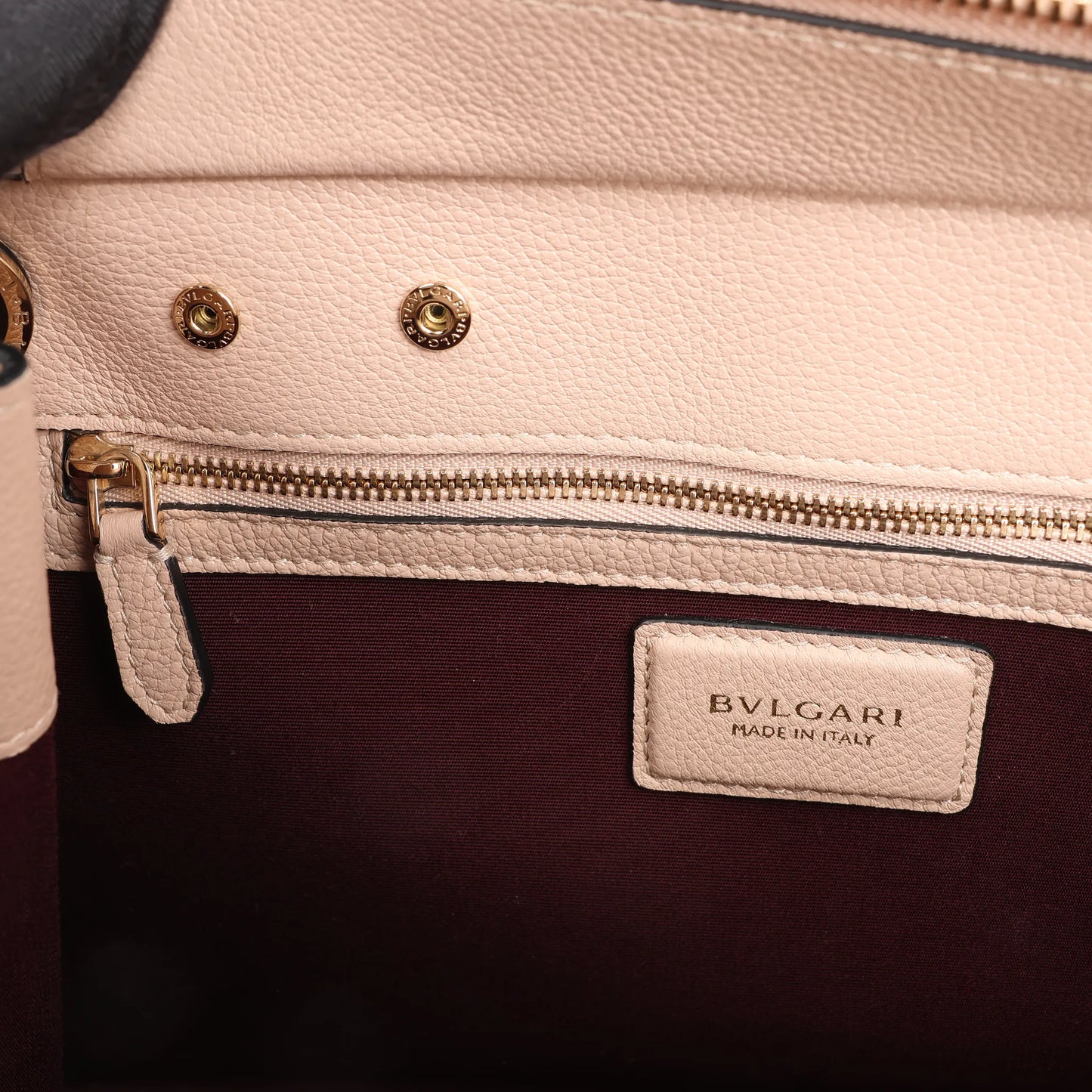 BVLGARI ALBA Leather 2Way Handbag in Beige