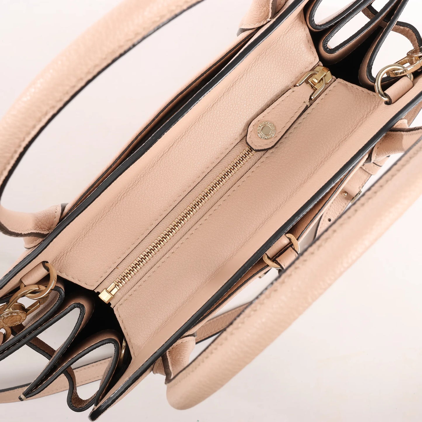 BVLGARI ALBA Leather 2Way Handbag in Beige