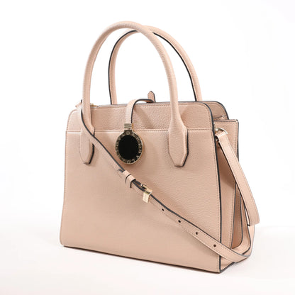 BVLGARI ALBA Leather 2Way Handbag in Beige
