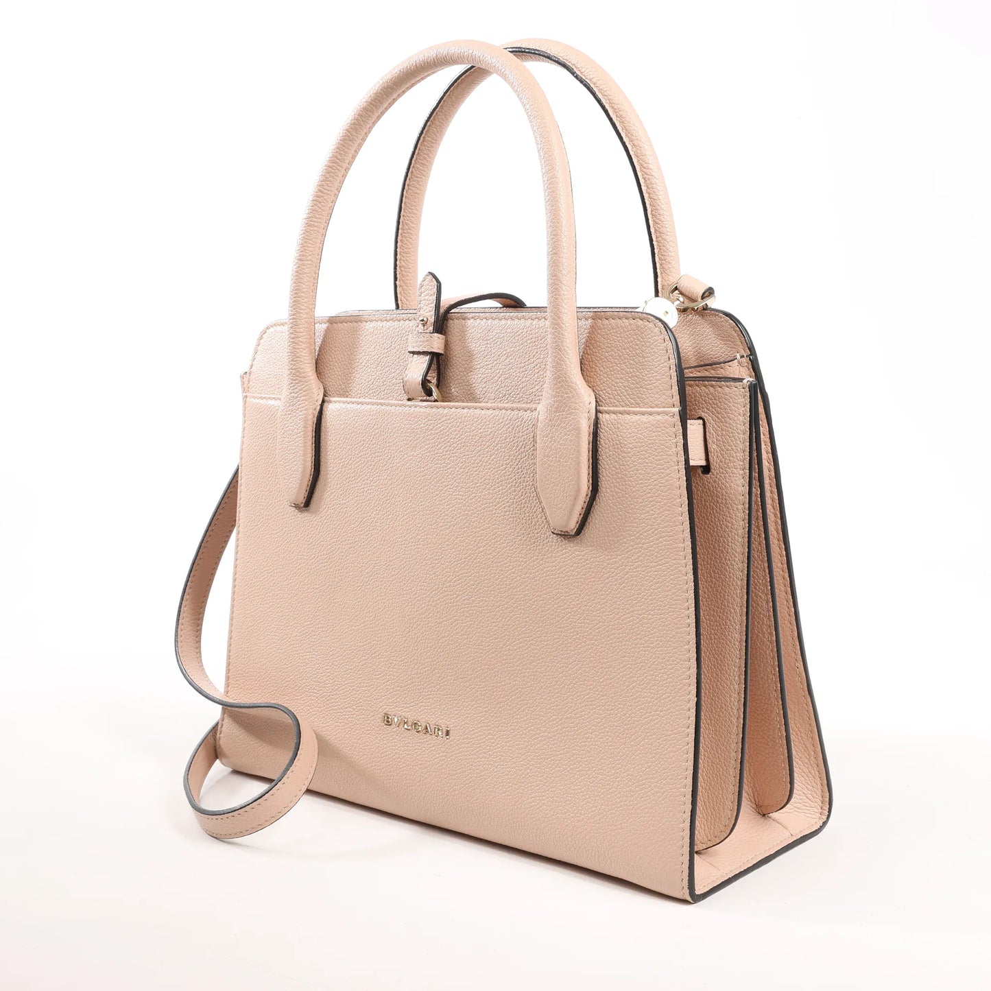 BVLGARI ALBA Leather 2Way Handbag in Beige