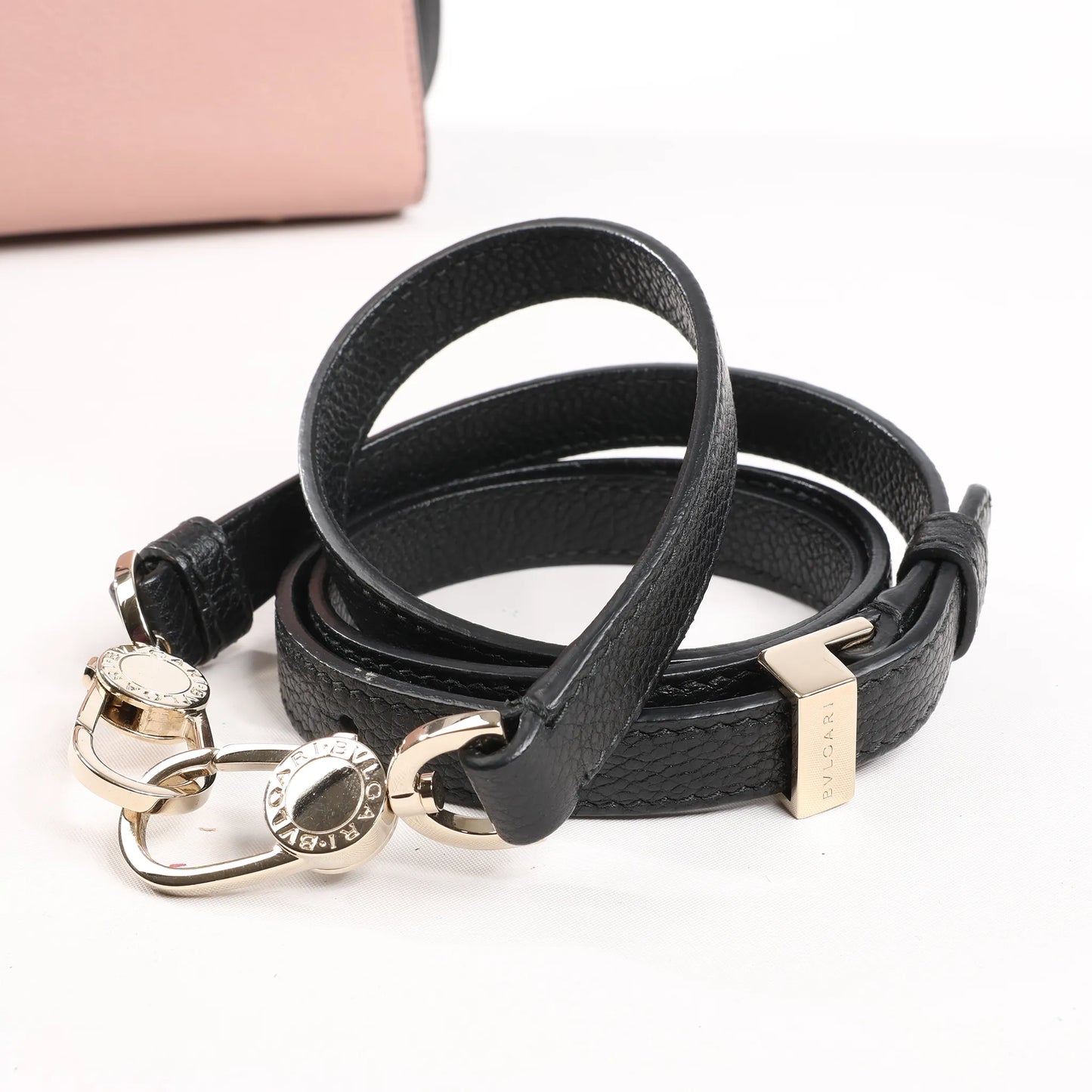 BVLGARI ALBA Leather 2Way Handbag Pink x Black