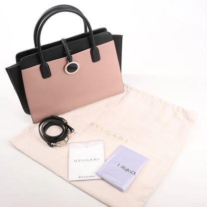 BVLGARI ALBA Leather 2Way Handbag Pink x Black