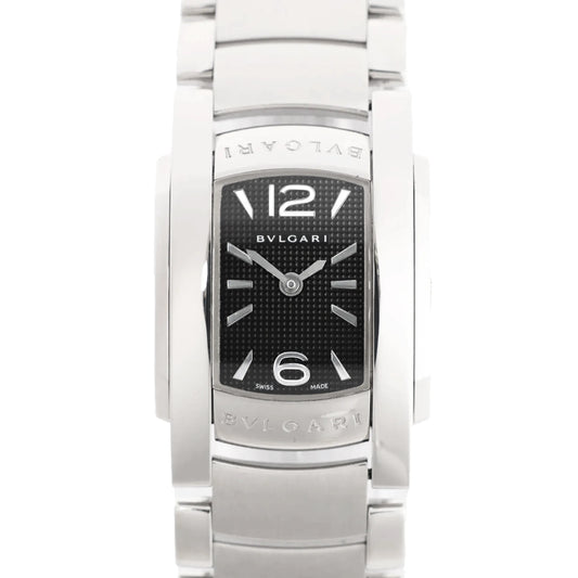 Bvlgari Ashoma AA35BSS L3036 SS QZ Uhr mit schwarzem Zifferblatt