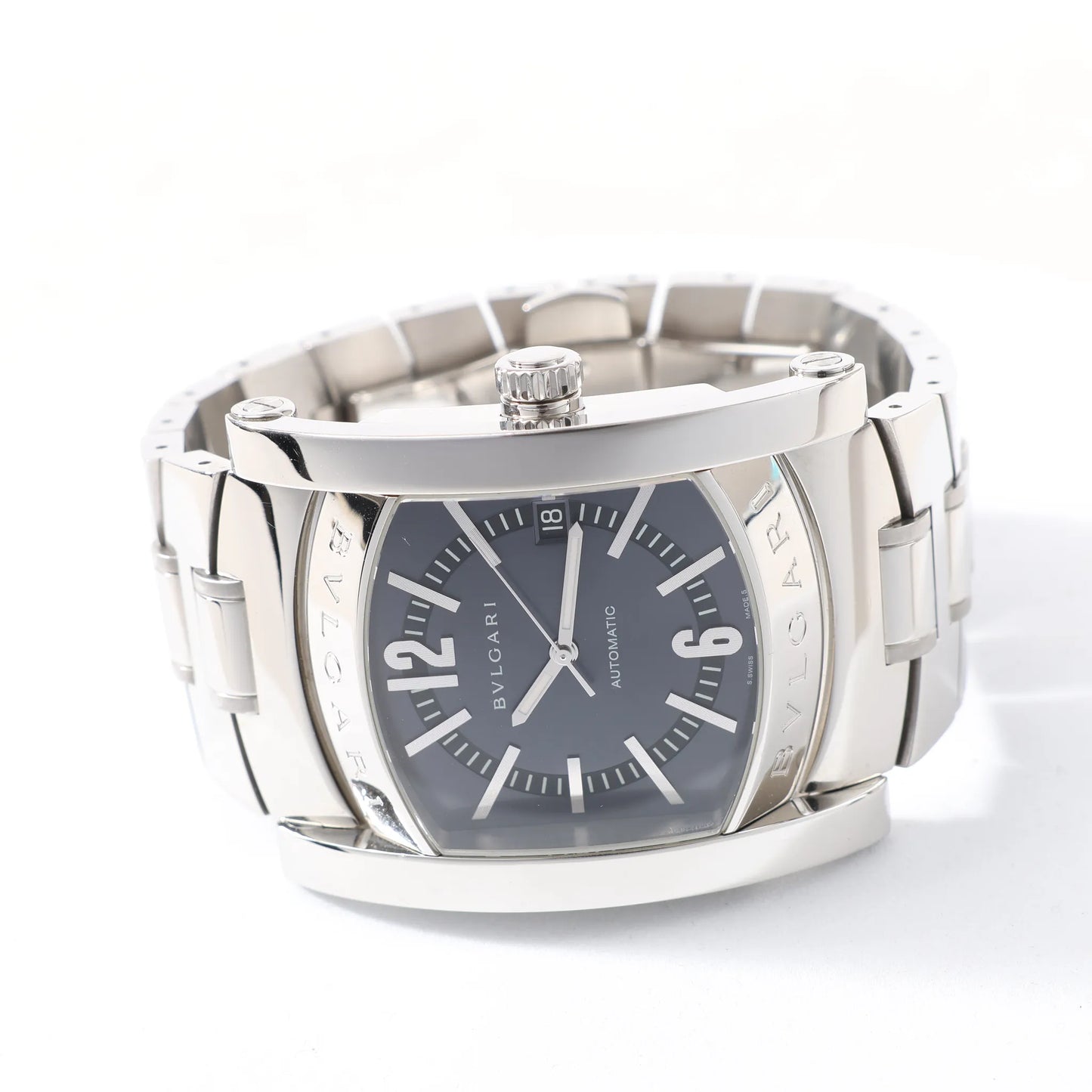 Bvlgari Assioma AA48S L4089 SS SS AT Uhr mit schwarzem Zifferblatt
