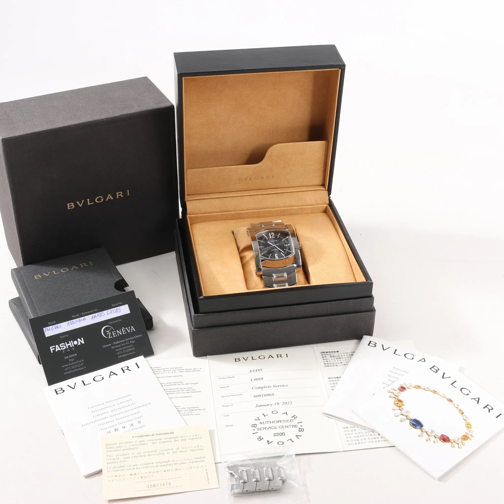 Bvlgari Assioma AA48S L4089 SS SS AT Black Dial Watch