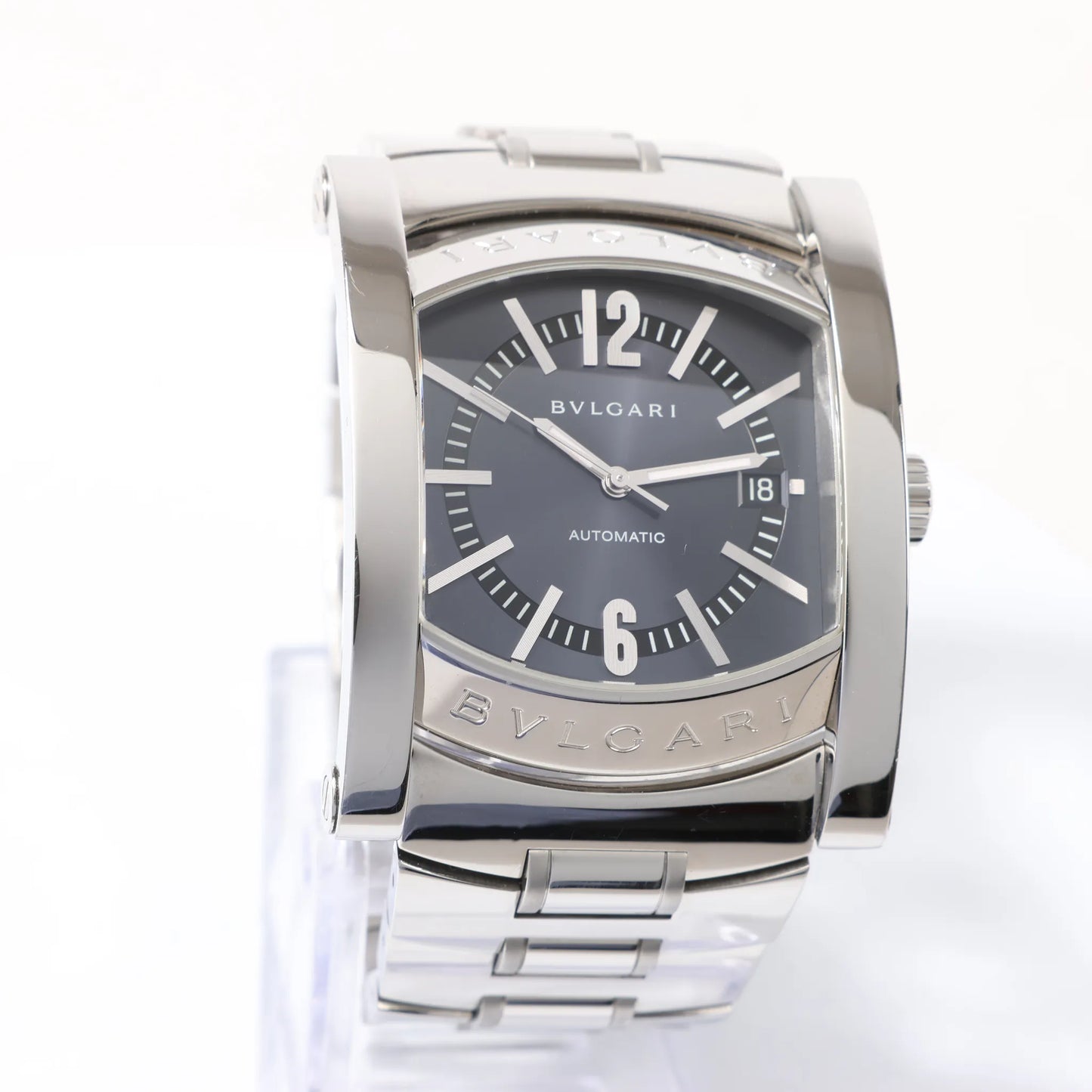 Bvlgari Assioma AA48S L4089 SS SS AT Uhr mit schwarzem Zifferblatt