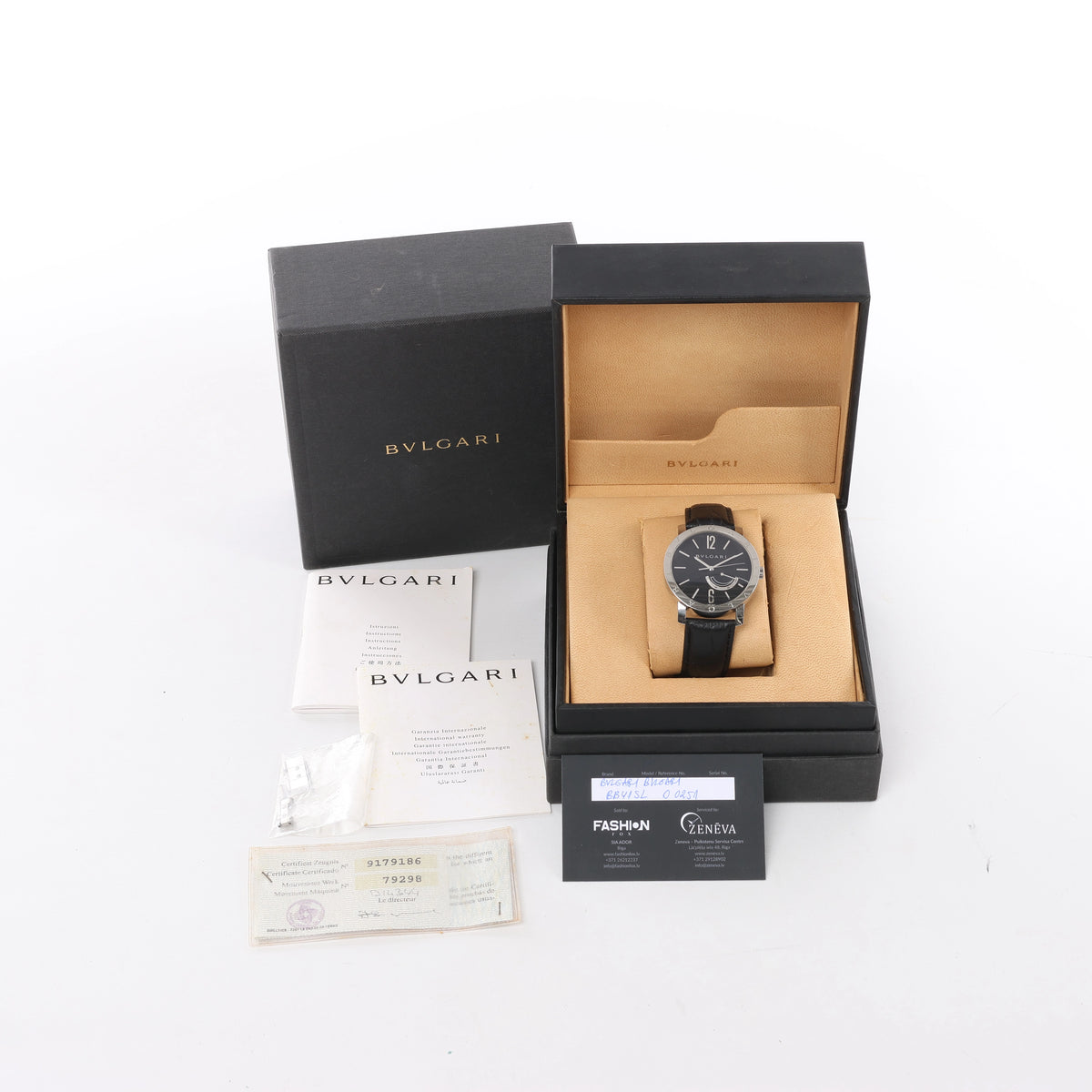 Bvlgari Bvlgari BB41SL O 0251 Manual-winding SS x Leather Watch Black Dial
