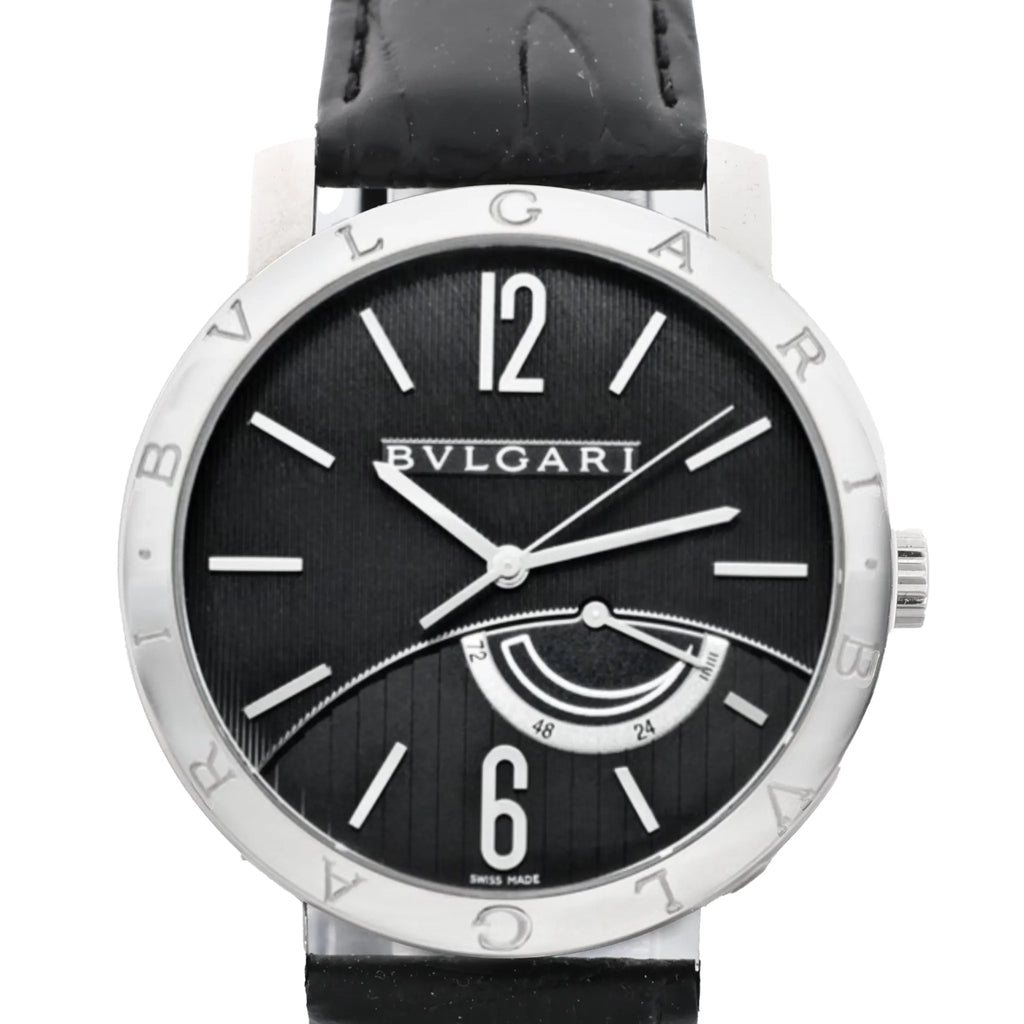 Bvlgari Bvlgari BB41SL O 0251 Manual-winding SS x Leather Watch Black Dial