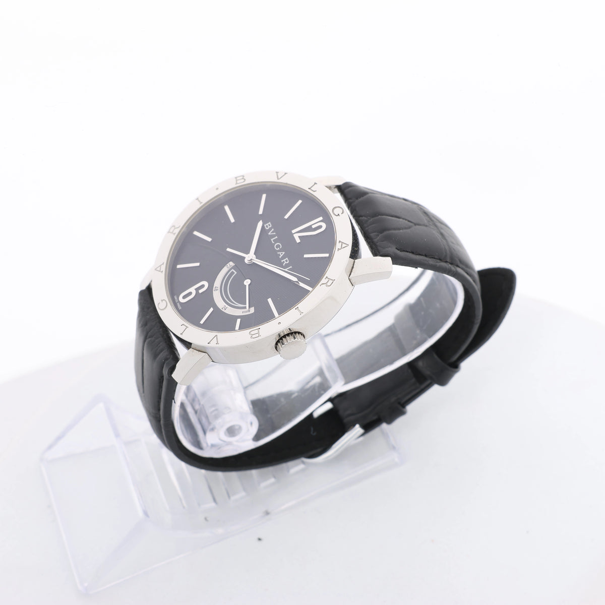 Bvlgari Bvlgari BB41SL O 0251 Manual-winding SS x Leather Watch Black Dial