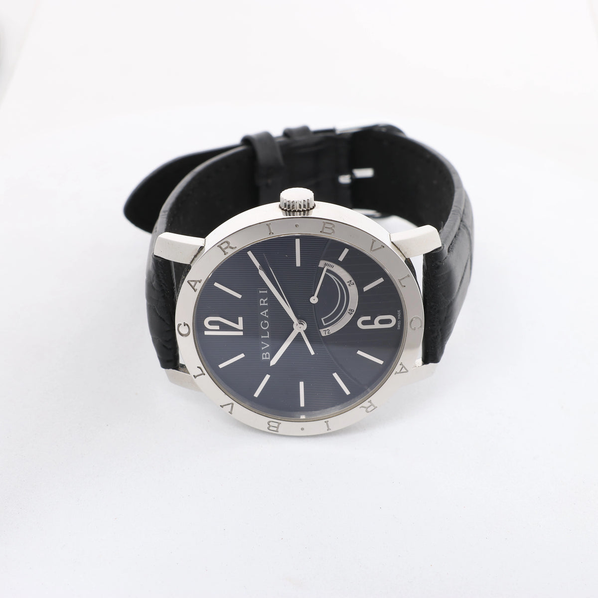 Bvlgari Bvlgari BB41SL O 0251 Manual-winding SS x Leather Watch Black Dial