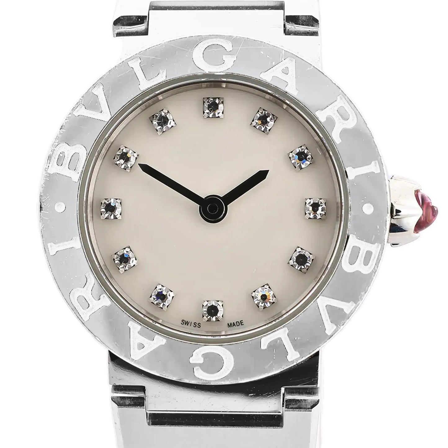 Bvlgari BB23S SS x QZ Uhr mit Muschelzifferblatt