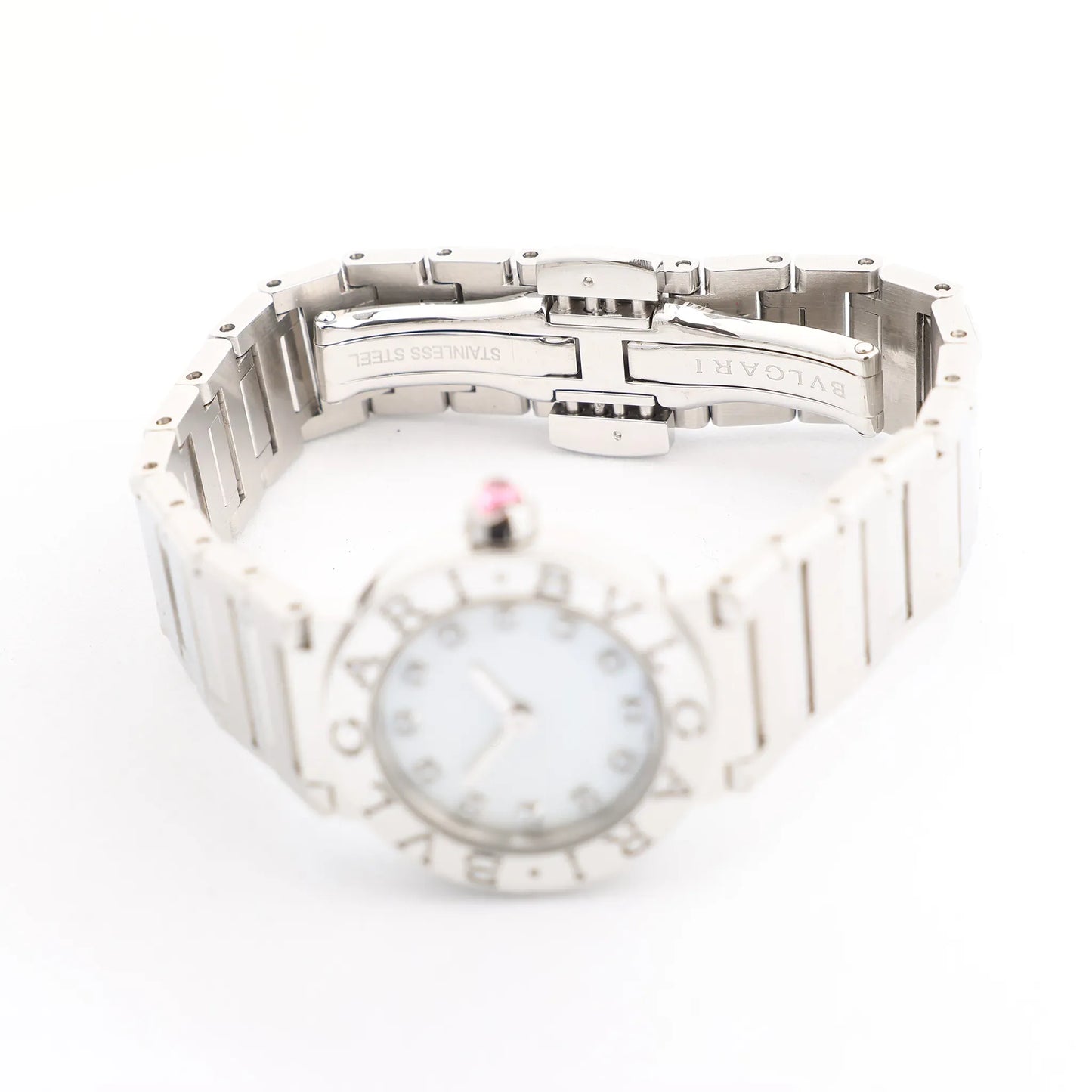 Bvlgari BB23S SS x QZ Uhr mit Muschelzifferblatt