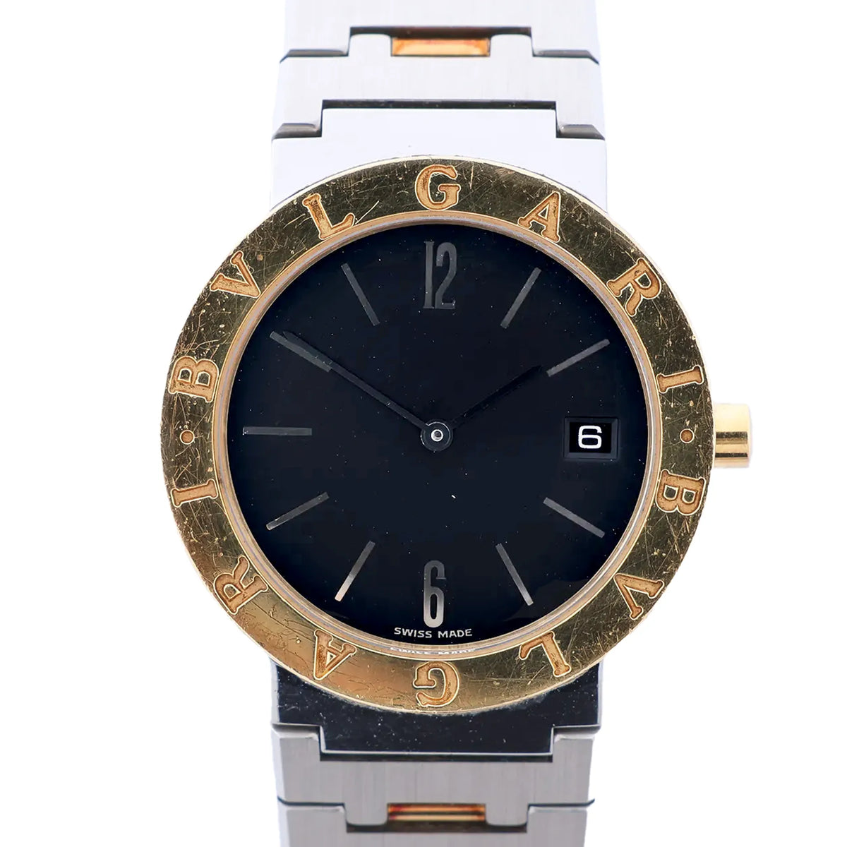 Bvlgari Bvlgari Bvlgari BB33SGD F122031 SS×YG QZ Watch with Black Dial