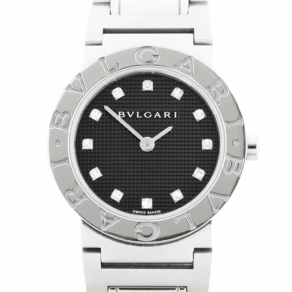 Bvlgari Bvlgari Bvlgari BBL26S PO8142 SS QZ Watch with Black Dial