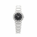 BVLGARI Bvlgari Bvlgari stainless steel bracelet watch with black textured dial, diamond hour markers, and engraved BVLGARI bezel