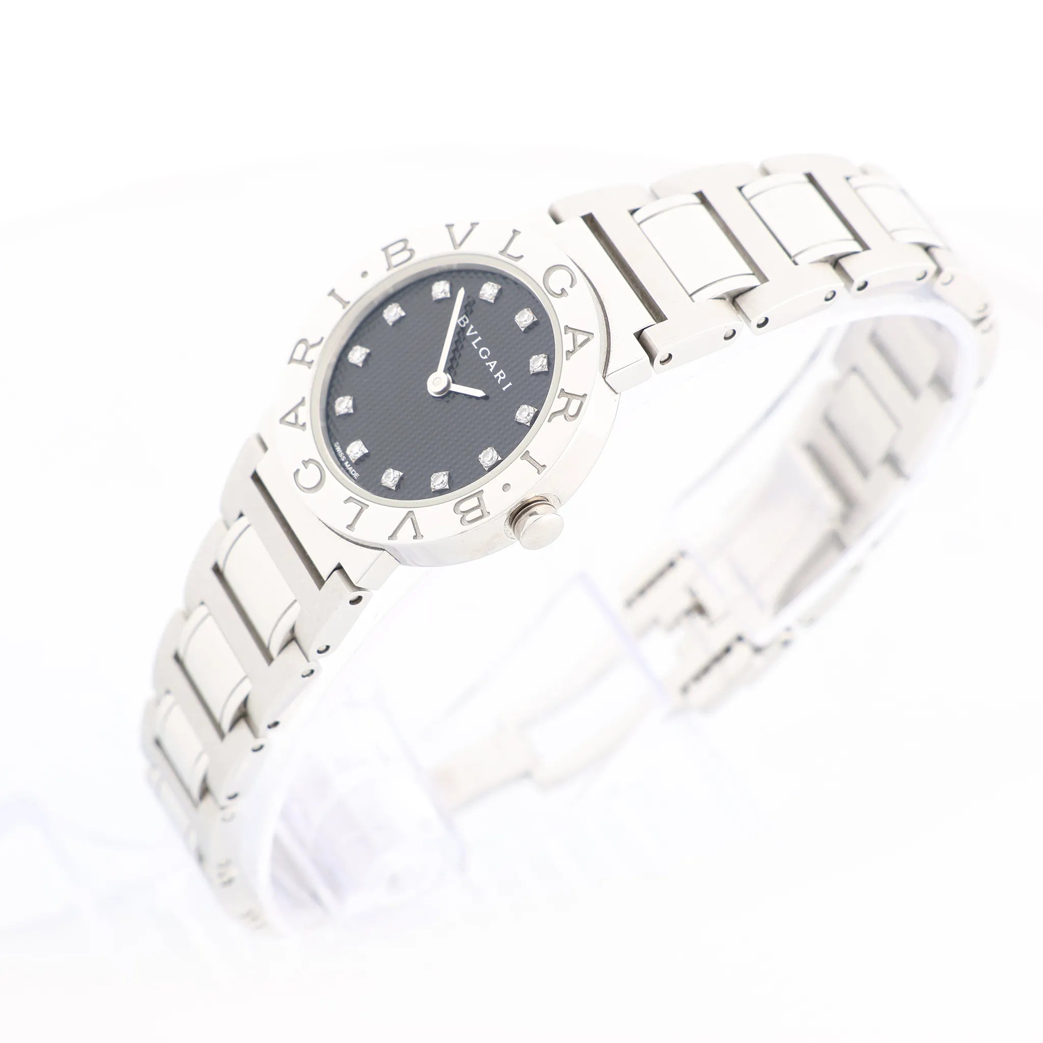 Bvlgari Bvlgari Bvlgari BBL26S PO8142 SS QZ Watch with Black Dial