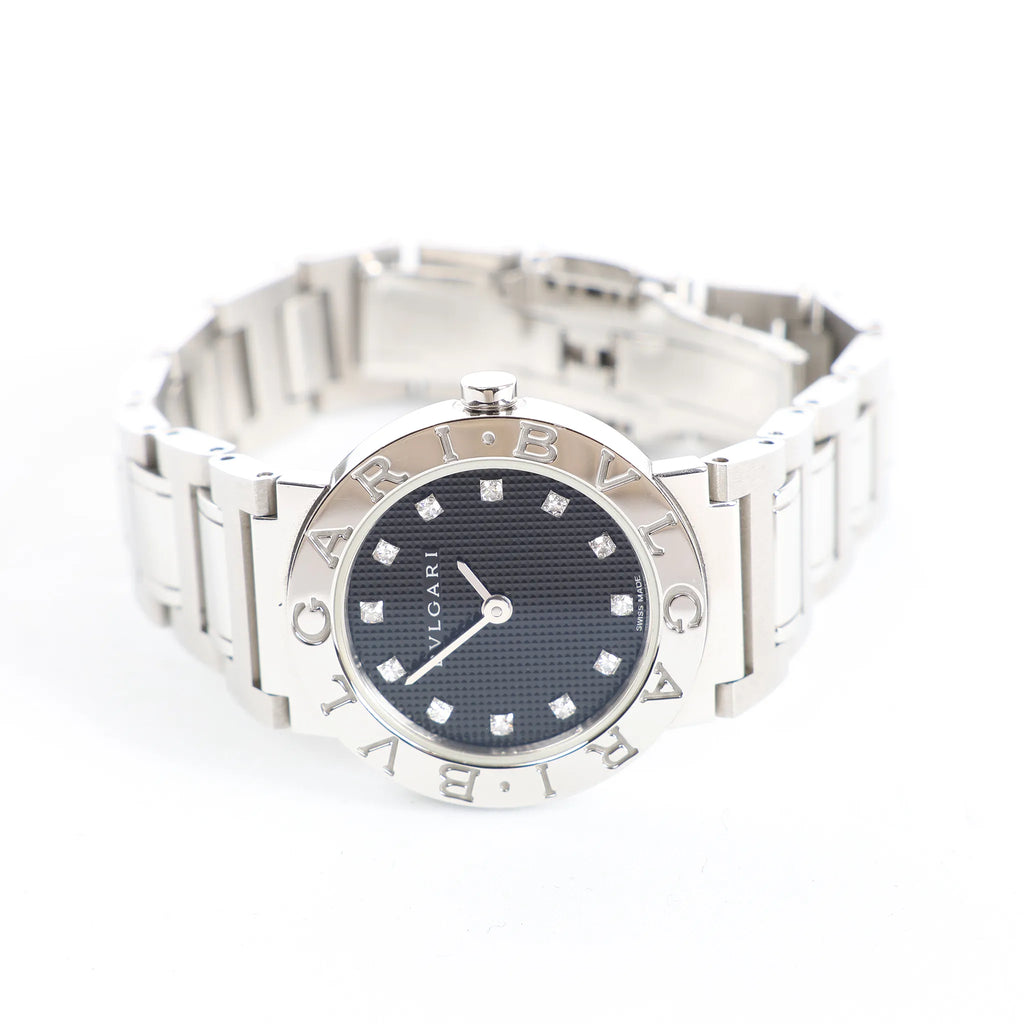 Bvlgari Bvlgari Bvlgari BBL26S PO8142 SS QZ Watch with Black Dial