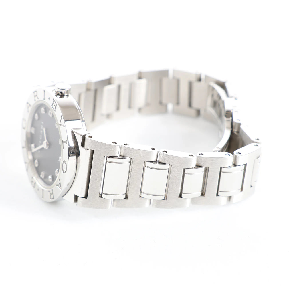 Bvlgari Bvlgari Bvlgari BBL26S PO8142 SS QZ Watch with Black Dial
