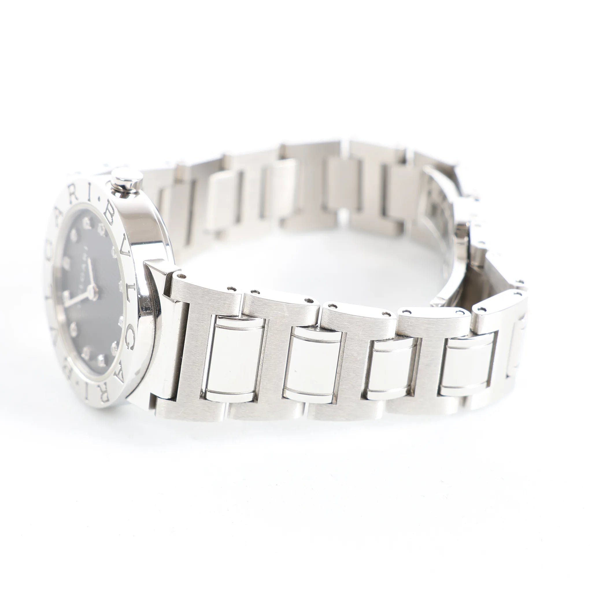 Bvlgari Bvlgari Bvlgari BBL26S PO8142 SS QZ Watch with Black Dial