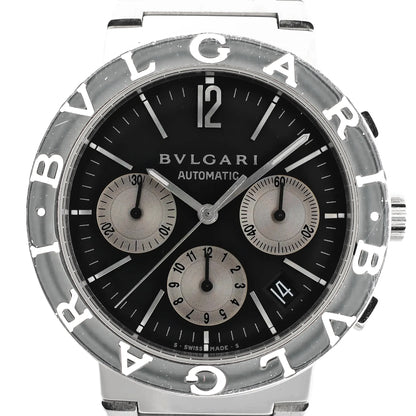 Bvlgari Chronograph BB38SSCH SS AT Uhr mit schwarzem Zifferblatt