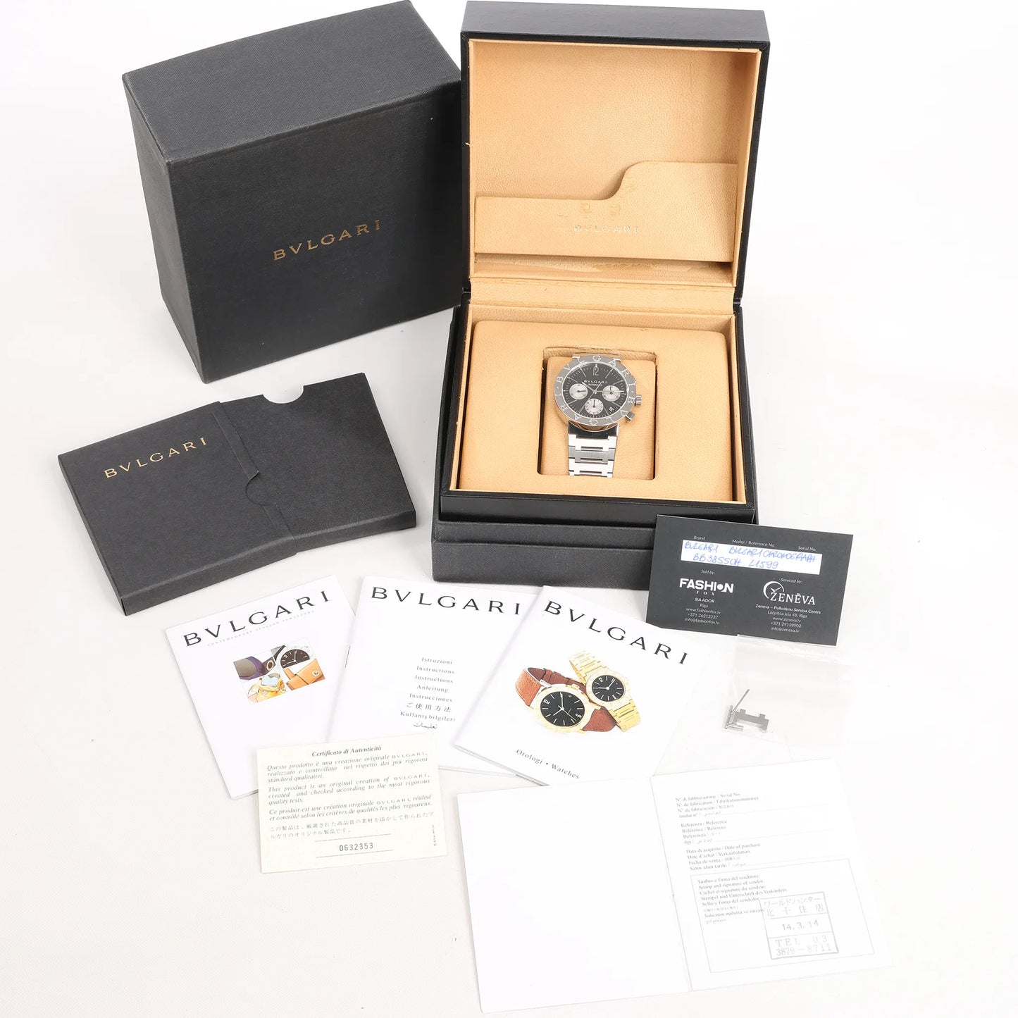 Bvlgari Bvlgari Bvlgari Chronograph BB38SSCH SS AT Watch with Black Dial