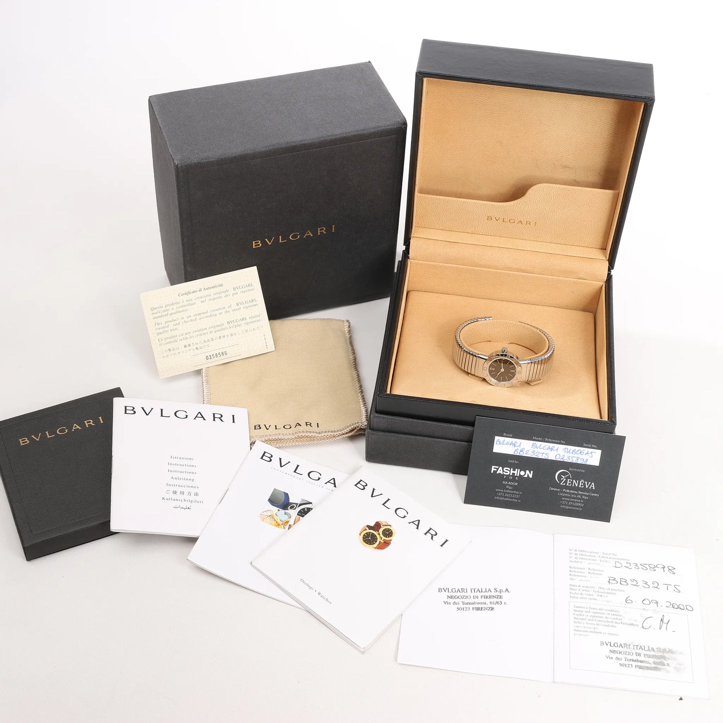 Bvlgari Bvlgari Bvlgari Tubogas BB232TS D235898 SS QZ Watch with Black Dial