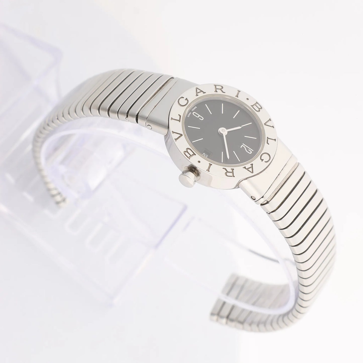 Bvlgari Bvlgari Bvlgari Tubogas BB232TS D235898 SS QZ Watch with Black Dial