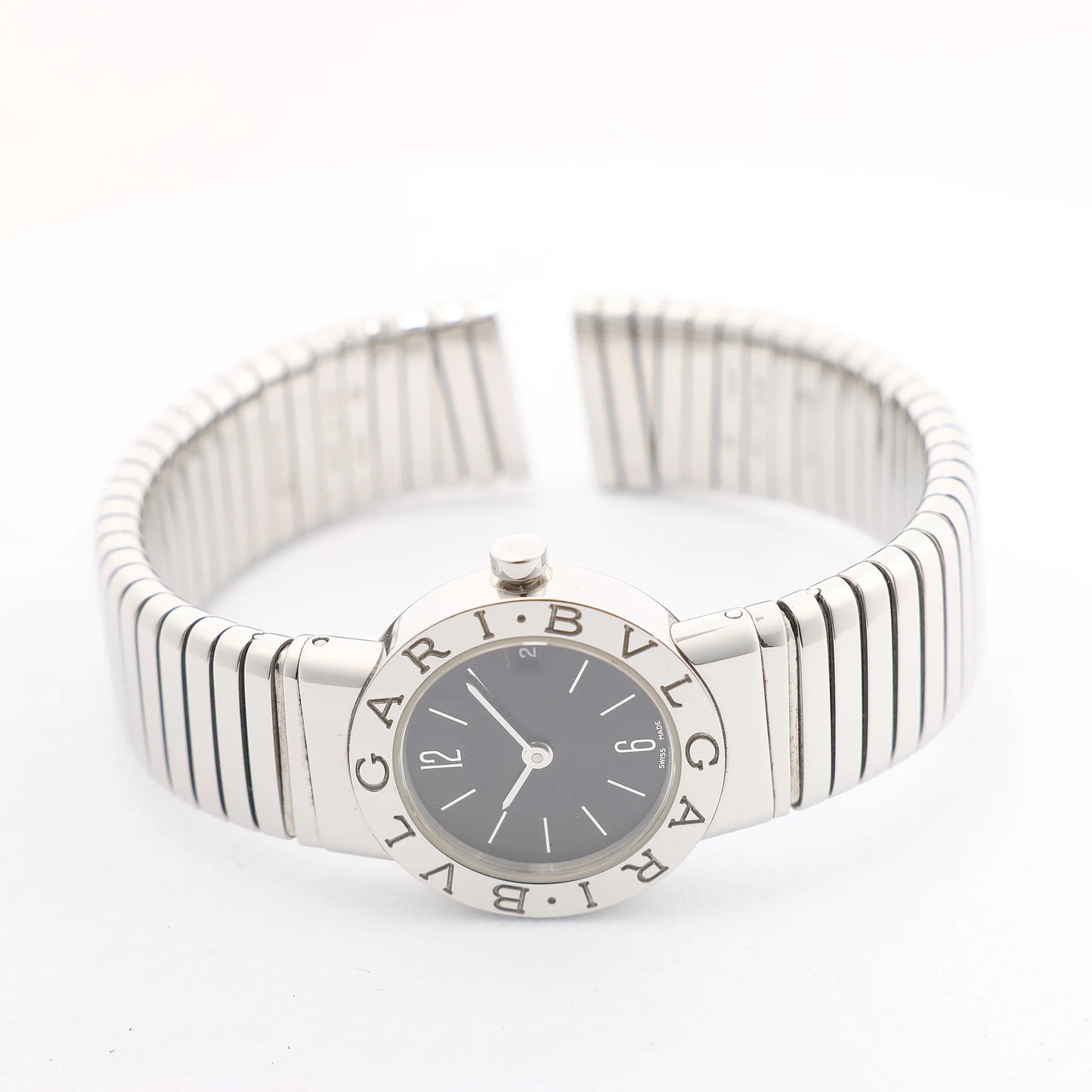 Bvlgari Bvlgari Bvlgari Tubogas BB232TS D235898 SS QZ Watch with Black Dial